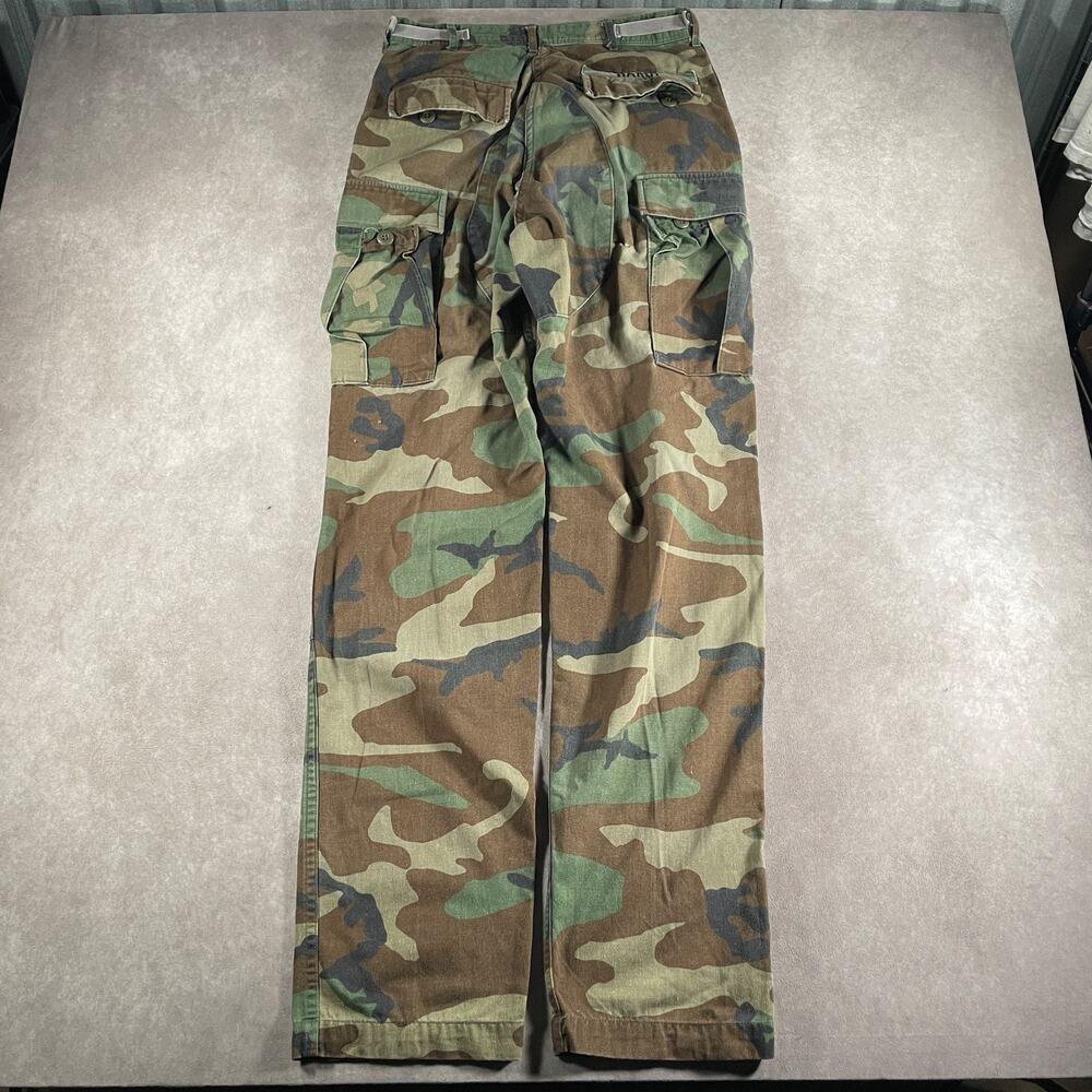Vintage 90s 00s US Army Woodland Camo Cargo Pants Double Knee 30 Military 30x34